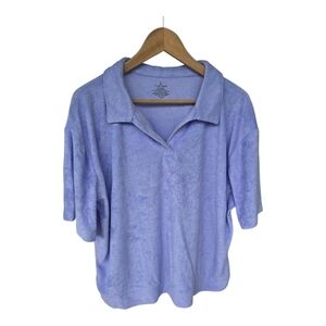 Cuddl Duds Purple Sweatshirt Sz L Women Short Sleeve Relaxed Top Fluffy New